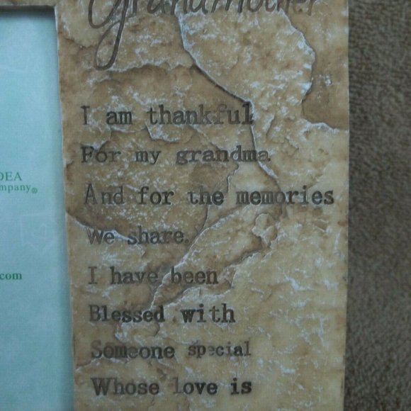 Picture Frame Grandmother Verse Pink Roses 3 1/2 X 5" Picture Antiqued Look T6 - Picture 3 of 7